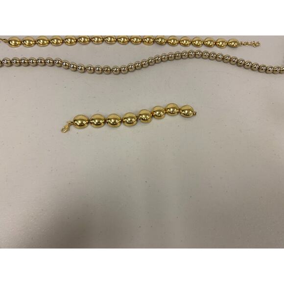 Marshall Fields Monet Beaded Gold Tone Chain Necklace & Bracelet Lot of 3 w/ Box - Picture 4 of 12